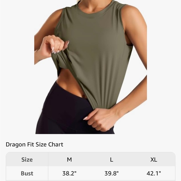 Large Dragon Fit waist length athletic shirt new without tags olive activewear - Picture 4 of 7